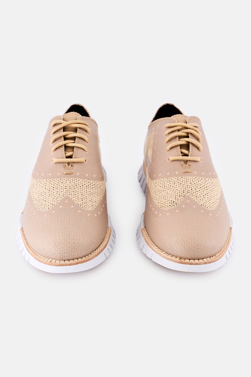 COLE HAAN Men Wide ZG Rmstd Embro Lace Up Casual Shoes, Tan - Image 4