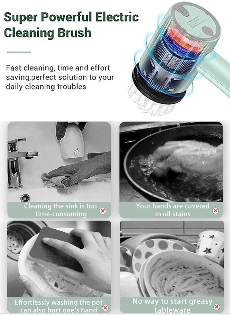 Riva Ekitch Portable Cordless Rotating Electric Scrubber Brush, Portable Electric Scrubber Brush with 6 Replaceable Brush Heads, Rechargeable for Bathroom, Kitchen, Dishes, Milk Bottle, Tile and Glass by Ekitch  - Image 2
