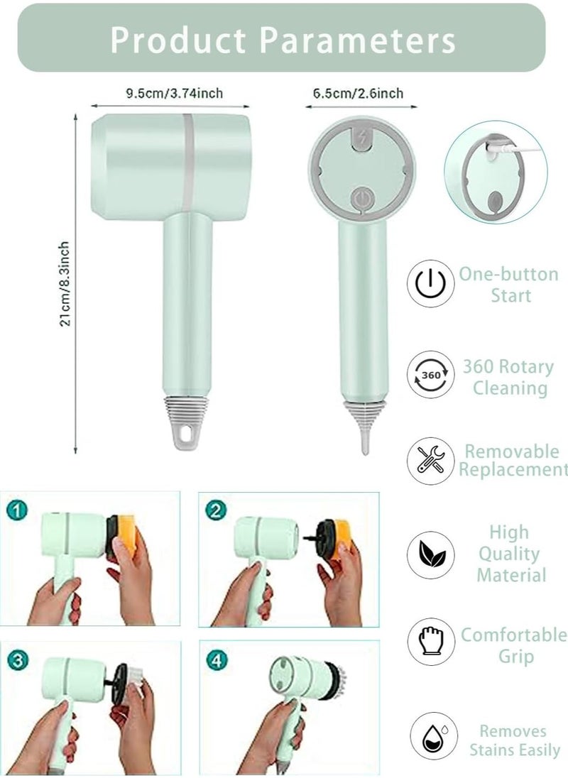Riva Ekitch Portable Cordless Rotating Electric Scrubber Brush, Portable Electric Scrubber Brush with 6 Replaceable Brush Heads, Rechargeable for Bathroom, Kitchen, Dishes, Milk Bottle, Tile and Glass by Ekitch  - Image 3