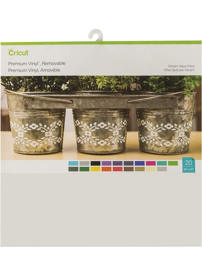 Cricut فينيل متميز - أوراق ملصقات لاصقة قابلة للإزالة 12 بوصة × 12 بوصة - مجموعة متنوعة - Image 2