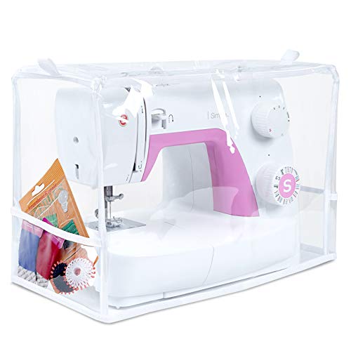 Addicted DEPO Sewing Machine Cover with Convenient Pockets - Protective Quilted Dust Cover Pro - Universal for Most Standard Singer & Brother Machines - | Rodi's (Clear) - Image 3