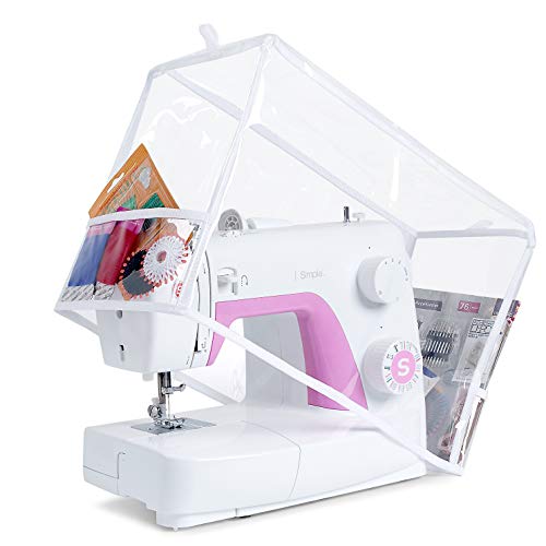 Addicted DEPO Sewing Machine Cover with Convenient Pockets - Protective Quilted Dust Cover Pro - Universal for Most Standard Singer & Brother Machines - | Rodi's (Clear) - Image 1