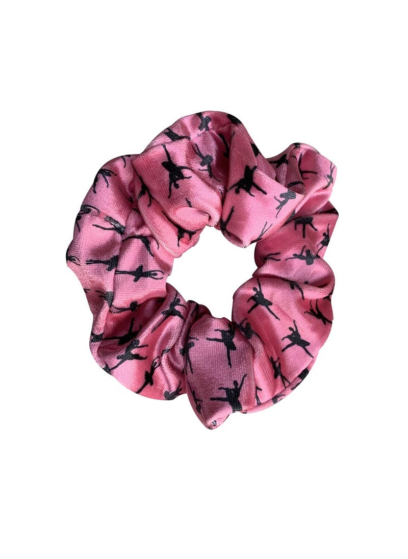 Sportybella - Pink Dance Scrunchie Girls Hair Accessory with Dancer Silhouette Design Durable Ballet Elastic Hair Tie Gift for Recitals  Ballerinas - Image 1