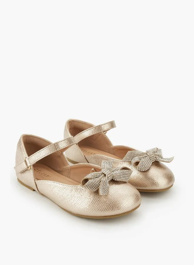 Celeste Girls Embellished Bow Ballerina Shoes