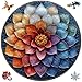 Qiuenisray Wooden Puzzles for Adults Mandala Flower Jigsaw Puzzles for Woman 200 Pieces FSC Certified Beautiful Wall Decor Unique Shaped Plant Puzzle Piece Gift for Family Game 112x112 in - Image 2