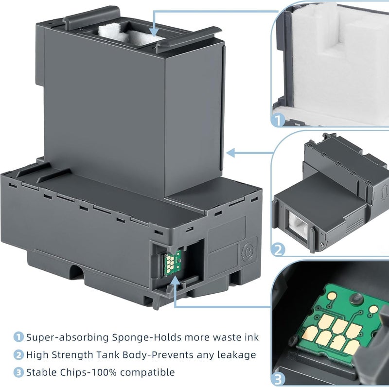 Dotpot صندوق صيانة الحبر T04D1 متوافق مع طابعات ET-15000 ET-4760 ET-3700 ET-3750 ET-3760 ET-3850 ET-4850 ET-3710 ET-5150 WF-2860 ET-3830 XP-5100 - Image 2