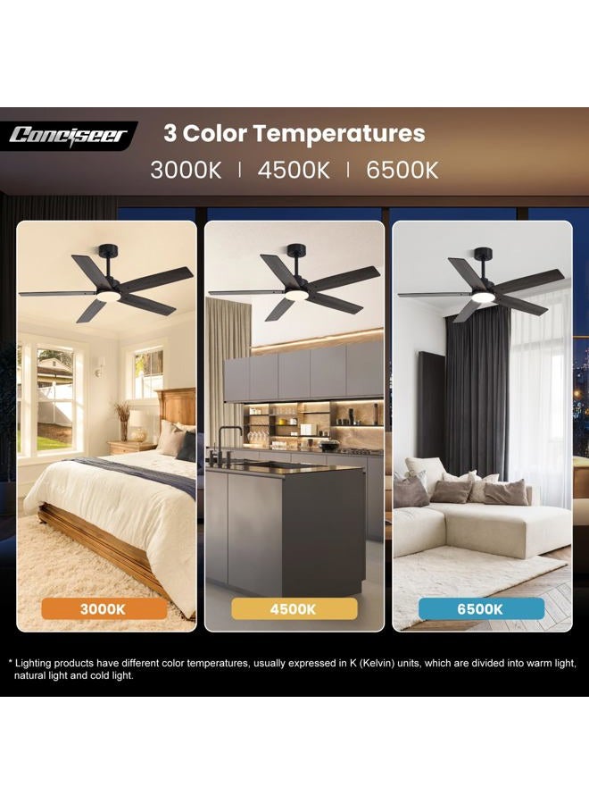 Conciseer Modern 52 Inch Ceiling Fans with Lights and Remote Control for Bedroom, Living Room, Kitchen, Office, Indoor/Outdoor, 3 Dimmable Circuits, Two Colors, 5 Blades, 6 - Image 5