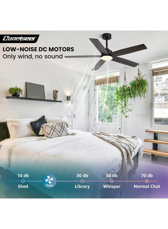 Conciseer Modern 52 Inch Ceiling Fans with Lights and Remote Control for Bedroom, Living Room, Kitchen, Office, Indoor/Outdoor, 3 Dimmable Circuits, Two Colors, 5 Blades, 6 - Image 3