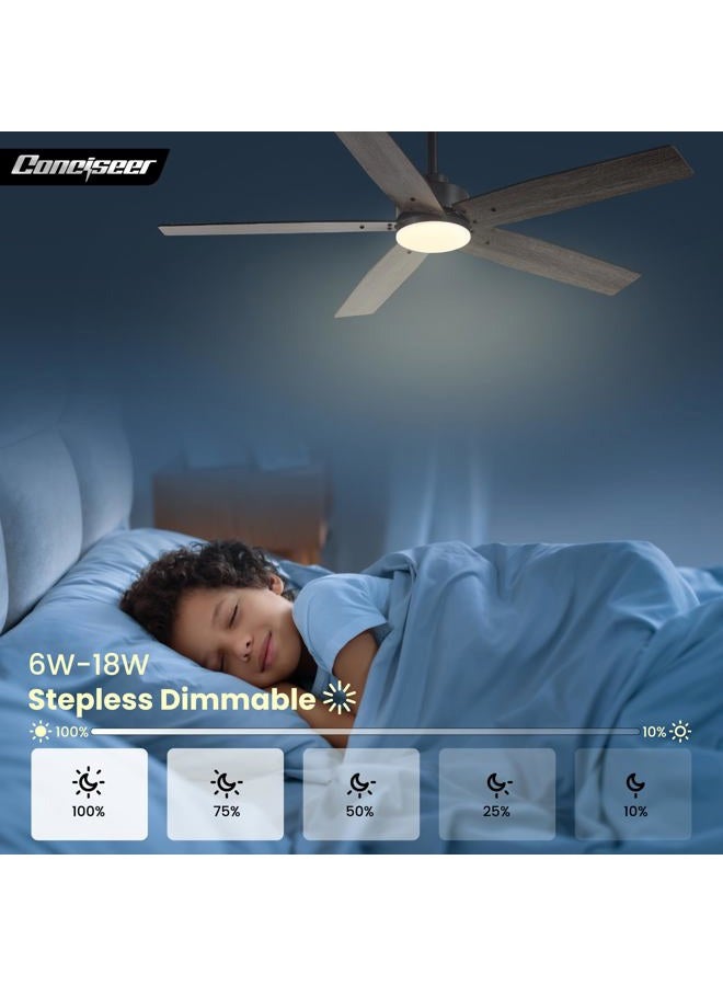 Conciseer Modern 52 Inch Ceiling Fans with Lights and Remote Control for Bedroom, Living Room, Kitchen, Office, Indoor/Outdoor, 3 Dimmable Circuits, Two Colors, 5 Blades, 6 - Image 4