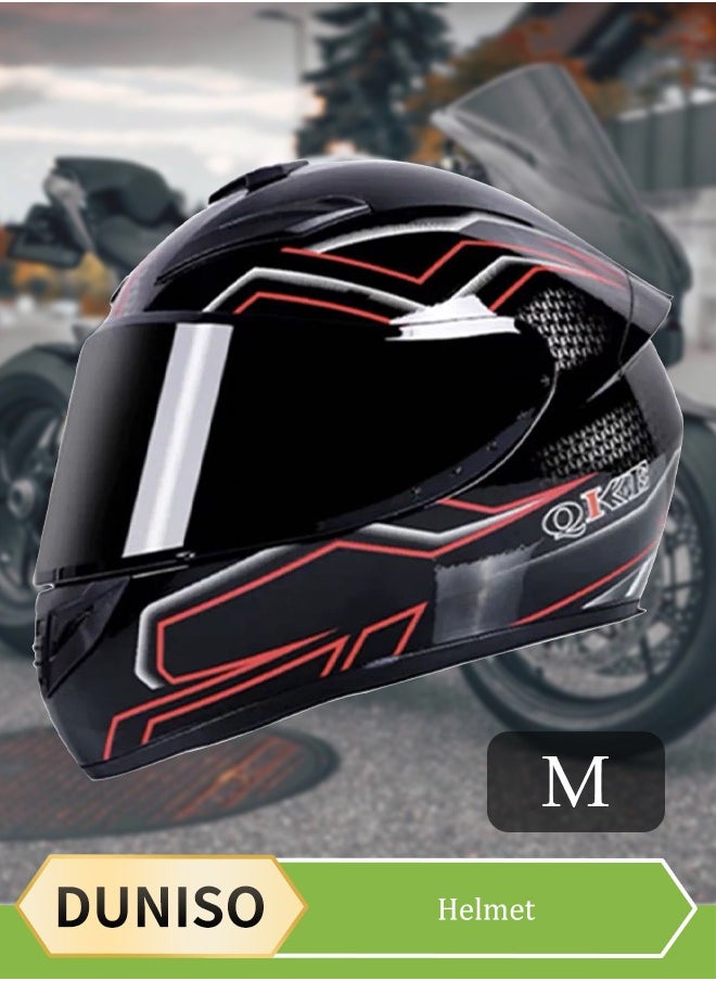 DUNISO Full face motorcycle helmet, lightweight crash resistant motorcycle helmet, all season cool riding helmet，cycling helmet with black lenses, breathable lining, suitable for both men and women，suitable for riding recreational activities（M）  - Image 1