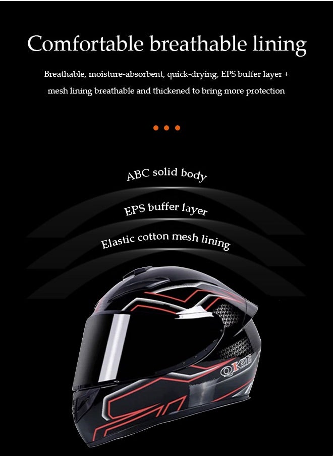 DUNISO Full face motorcycle helmet, lightweight crash resistant motorcycle helmet, all season cool riding helmet，cycling helmet with black lenses, breathable lining, suitable for both men and women，suitable for riding recreational activities（M）  - Image 5