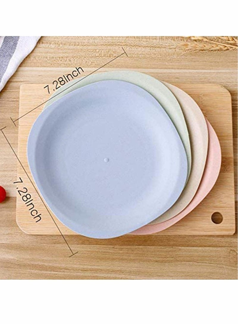 Y&D Set of 4 Bread Butter Wheat Straw Plates Dishwasher Microwave Safe Lightweight Durable Tableware for Party Children Toddler 19cm - Image 3