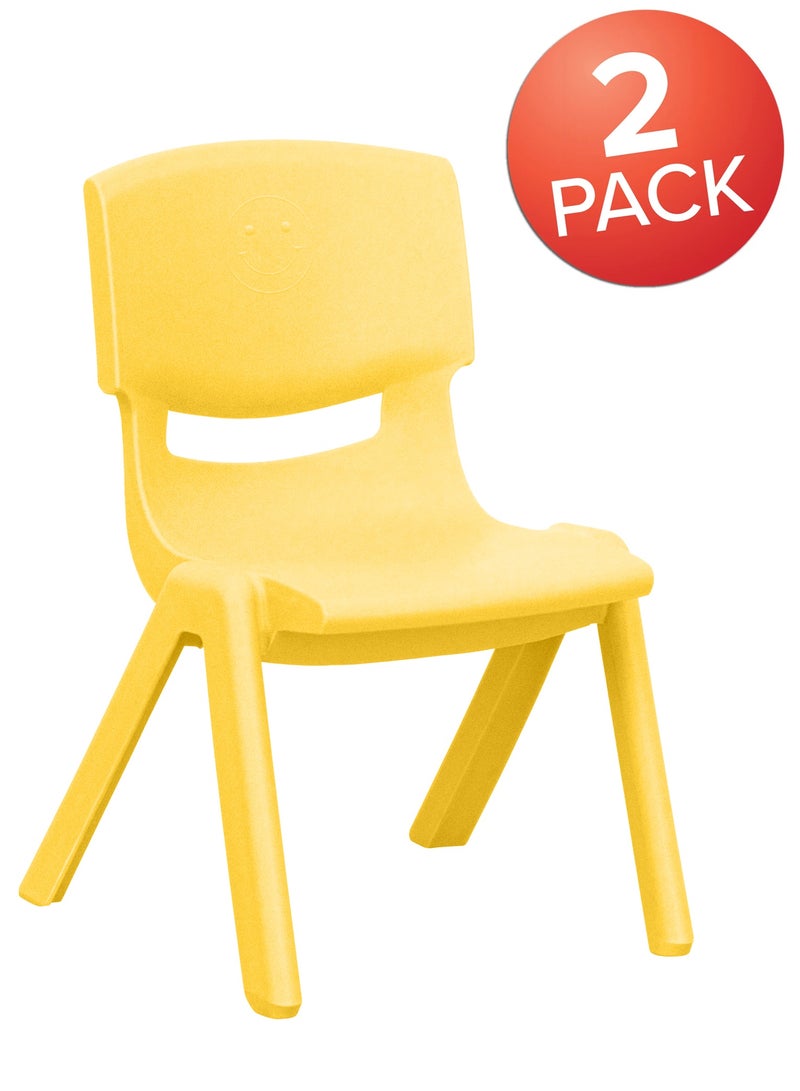 فنز  قطعتان من كراسي التعلم البلاستيكية القابلة للتكديس من فنز للأطفال، 40 × 32 × 51 سم، الكرسي المثالي لغرف اللعب والمدارس ودور الحضانة والمنزل، باللون الأصفر - Image 2