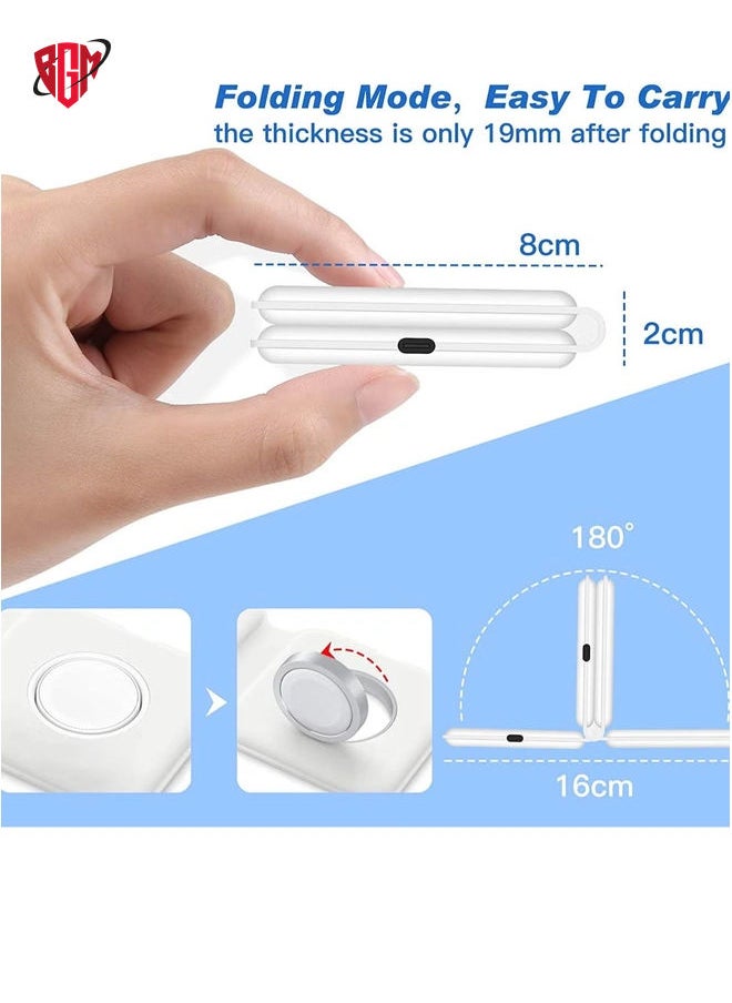 BGM - 2 in 1 Wireless Charger, 15W Qi Fast Dual Magnetic Wireless Charging Pad [for Magsafe Charging], Foldable PU Wireless Charger Station for iPhone 12/12 Pro/12 Pro Max/Mini/11/X/XR/S20/Airpods/iWatch - Image 1