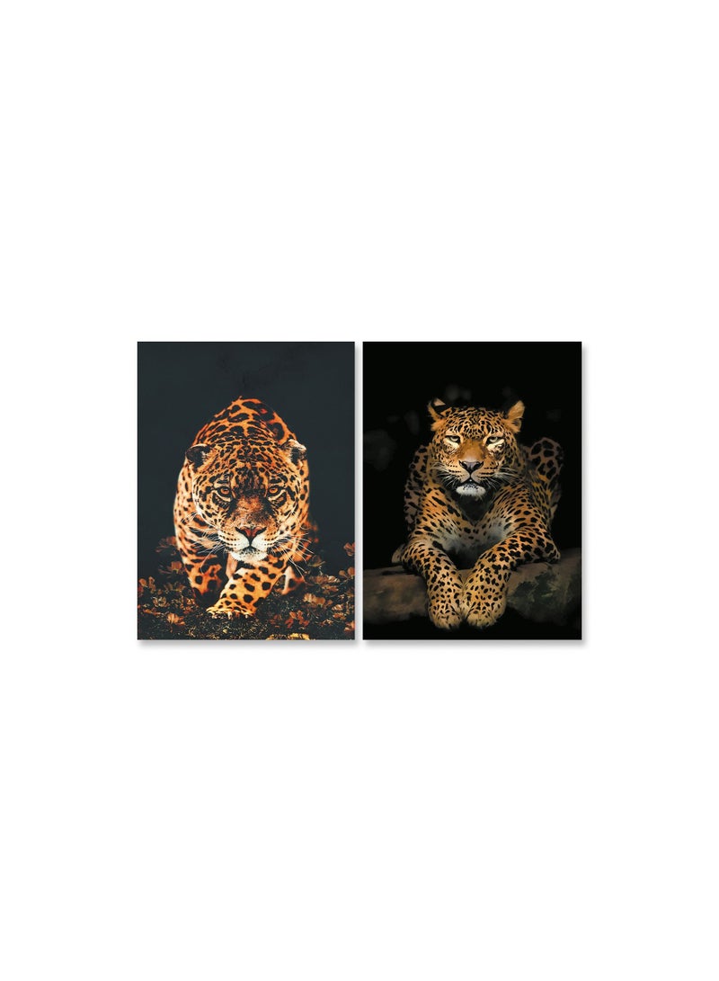 ماركتنا لوحة جدارية فنية لتزين الحائط  بتصميم نمر, قطعتين ,القياس:80x60سم - Image 2