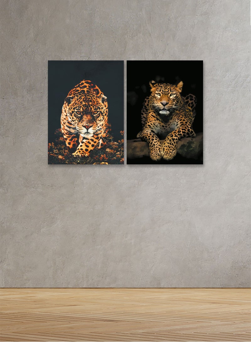 ماركتنا لوحة جدارية فنية لتزين الحائط  بتصميم نمر, قطعتين ,القياس:80x60سم - Image 1