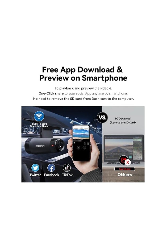 ddpai N3 PRO GPS Dash Cam Car Front and Back 3K Dashcam 1600P Front 1080P Rear Car Dash Camera - Image 5