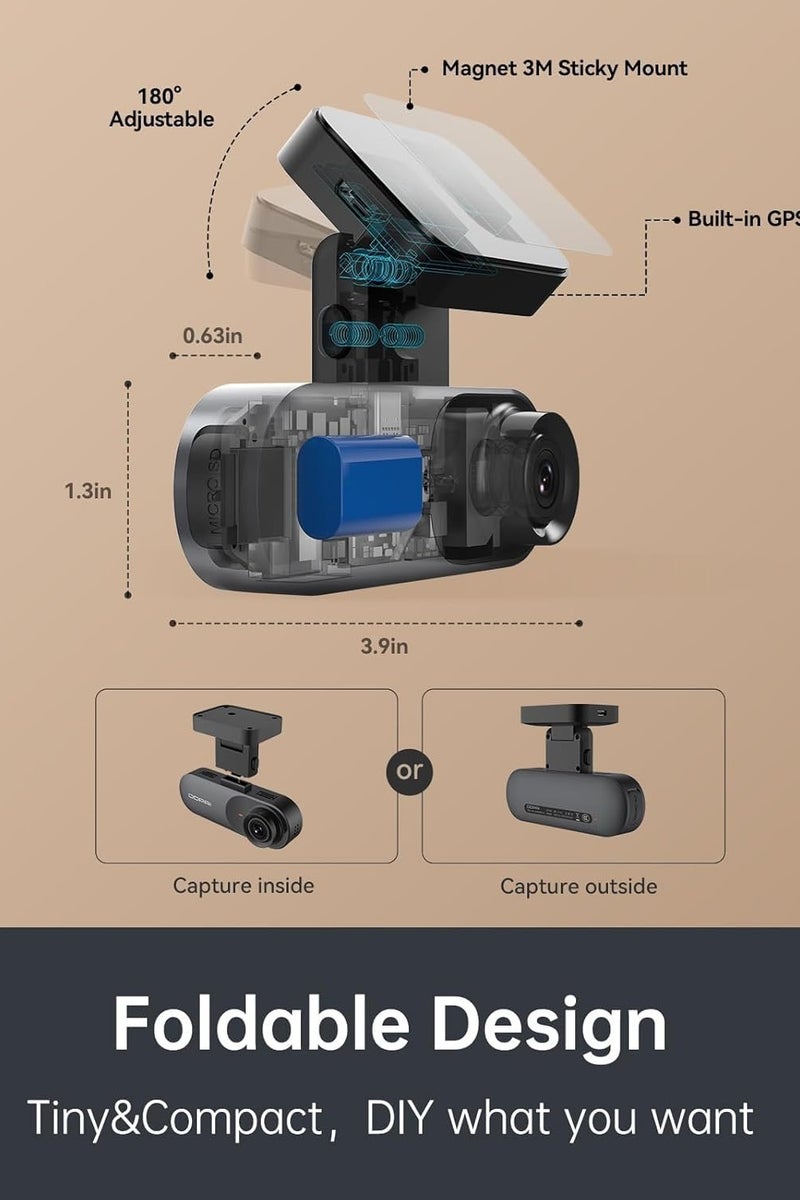 ddpai N3 PRO GPS Dash Cam Car Front and Back 3K Dashcam 1600P Front 1080P Rear Car Dash Camera - Image 2