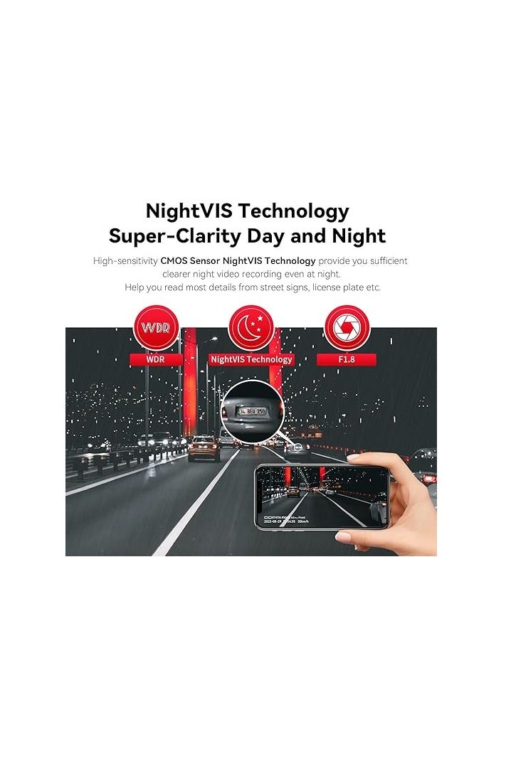 ddpai N3 PRO GPS Dash Cam Car Front and Back 3K Dashcam 1600P Front 1080P Rear Car Dash Camera - Image 4