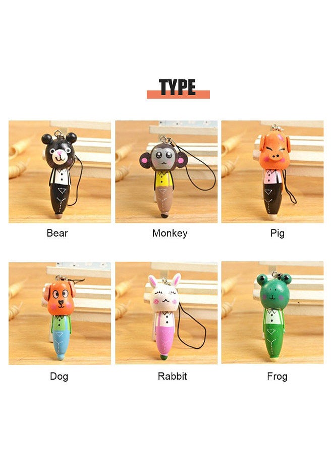 Generic - Cute Cartoon Animal Mini Fat Ballpoint Pen Portable Writing Pen Mobile Phonestrap Phonechain For Children Kids Girls Boys Home Office Stationery Supplies -0.5mm Pentip Black Ink (Random Pen Type) - Image 1