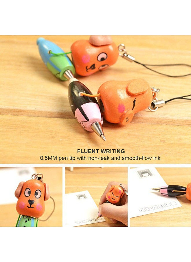 Generic - Cute Cartoon Animal Mini Fat Ballpoint Pen Portable Writing Pen Mobile Phonestrap Phonechain For Children Kids Girls Boys Home Office Stationery Supplies -0.5mm Pentip Black Ink (Random Pen Type) - Image 1