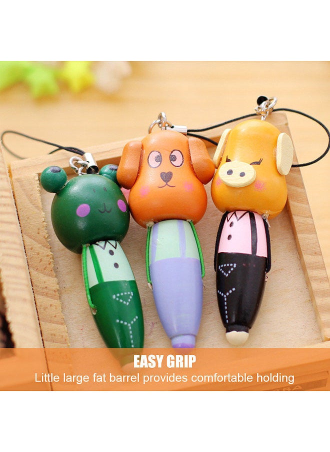 Generic - Cute Cartoon Animal Mini Fat Ballpoint Pen Portable Writing Pen Mobile Phonestrap Phonechain For Children Kids Girls Boys Home Office Stationery Supplies -0.5mm Pentip Black Ink (Random Pen Type) - Image 1