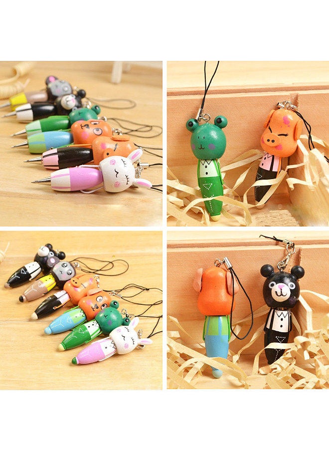 Generic - Cute Cartoon Animal Mini Fat Ballpoint Pen Portable Writing Pen Mobile Phonestrap Phonechain For Children Kids Girls Boys Home Office Stationery Supplies -0.5mm Pentip Black Ink (Random Pen Type) - Image 1