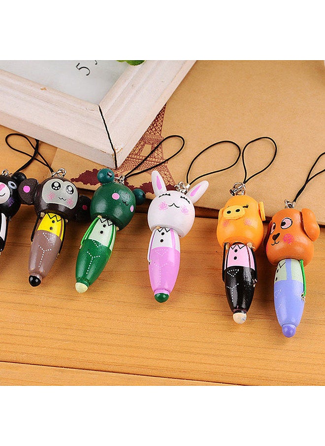 Generic - Cute Cartoon Animal Mini Fat Ballpoint Pen Portable Writing Pen Mobile Phonestrap Phonechain For Children Kids Girls Boys Home Office Stationery Supplies -0.5mm Pentip Black Ink (Random Pen Type) - Image 1