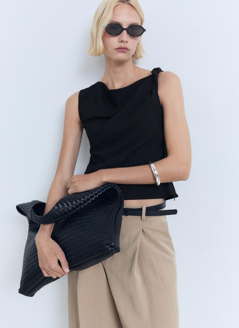 MANGO Asymmetrical Draped Top With Straps  - Image 3