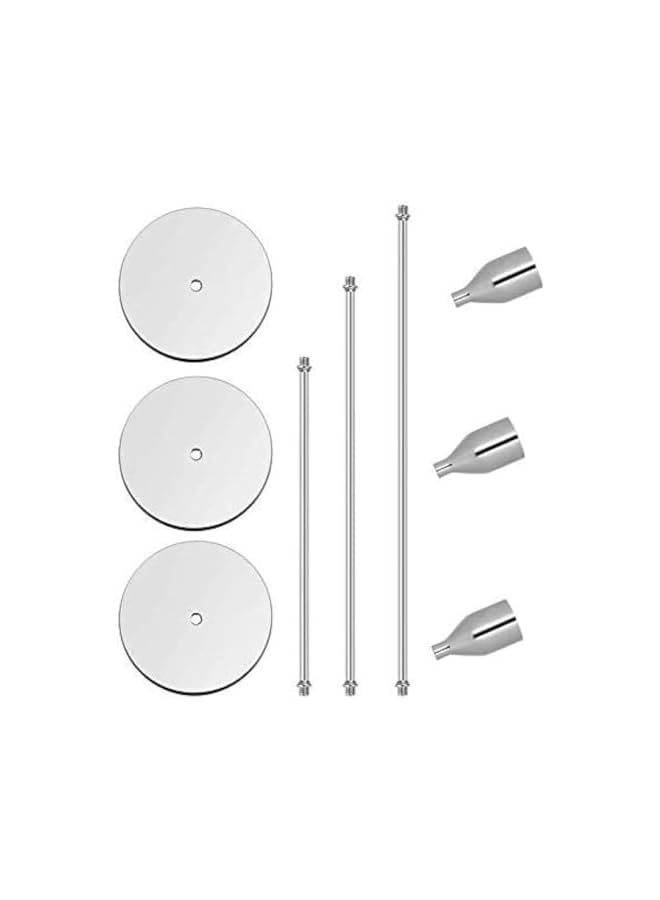 The Bros حاملات الشموع لشموع الشمعة مجموعة من 3 حاملات شموع زخرفية لحفلات الزفاف، العشاء، الحفلات تناسب شموع بسمك 3/4 بوصة و شموع LED (فضي) - Image 4