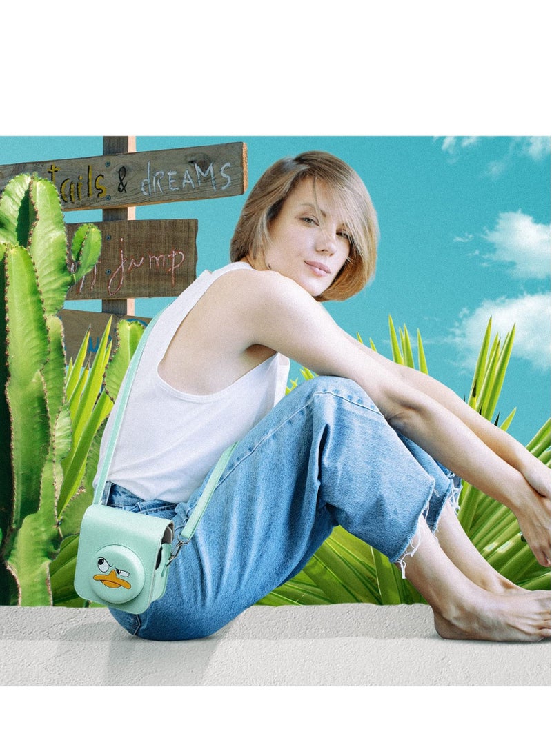 Protective Case Compatible with Mini 12 Instant Film Camera with Accessory Pocket and Adjustable Strap (duck)