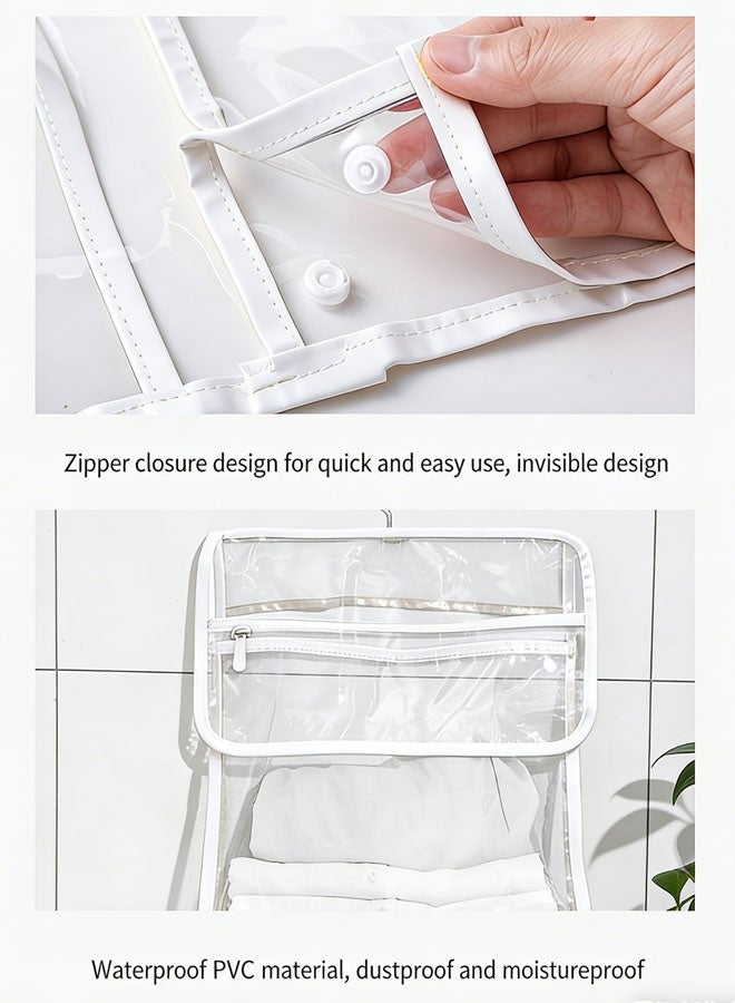 حقيبة تخزين الحمام، حقيبة شفافة معلقة لأدوات النظافة مع طبقة داخلية للهاتف المحمول، حقيبة ملابس منظمة معلقة مع خطاف تعليق، حقيبة تخزين محمولة معلقة، حقيبة استحمام مقاومة للماء - Image 5