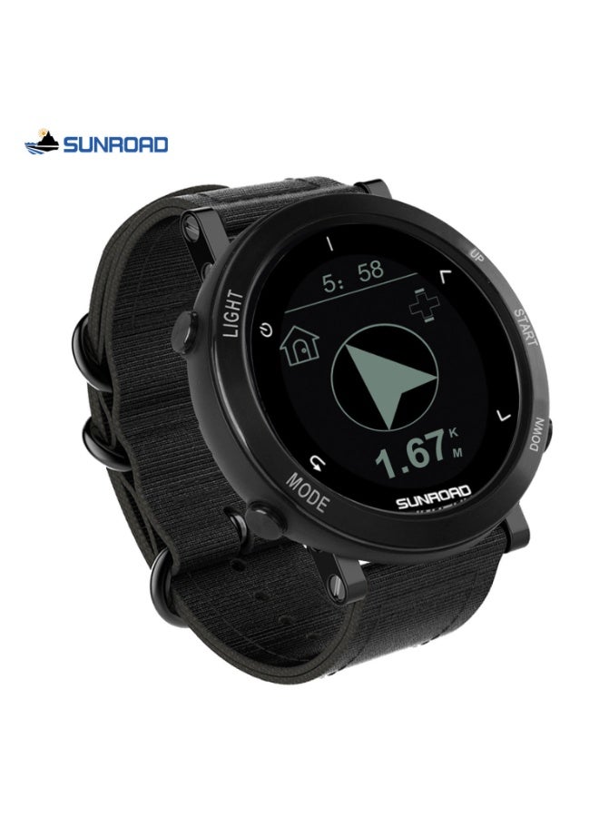 Sunroad outdoor sports watch with GPS positioning and navigation, heart rate monitoring, pace tracking, air pressure measurement, altitude indication, compass, and water resistance. - Image 1