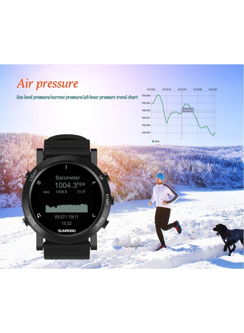 Sunroad outdoor sports watch with GPS positioning and navigation, heart rate monitoring, pace tracking, air pressure measurement, altitude indication, compass, and water resistance. - Image 4