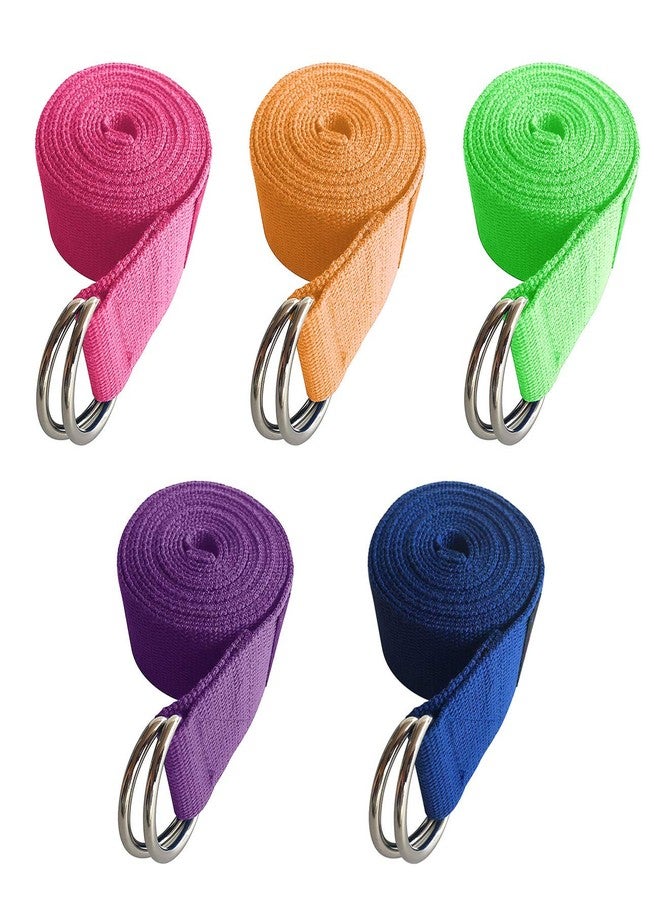Uheng 5-Pack Yoga Exercise Adjustable Straps 8Ft OR 10Ft with Durable D-Ring for Pilates & Gym Workouts Yoga Fitness | Hold Poses, Stretch, Improve Flexibility & Maintain Balance - Image 1