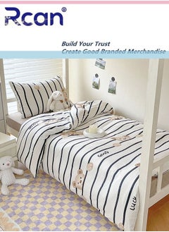 Rcan 3 Piece School Season Duvet Cover Set College Style Cartoon Print  High Cotton Kids Bedding Quilt Cover Sheet Pillow Covers for Dormitory Single Bed Children's Bed for Boys Girls 150x200cm/ 59x78.7In  - Image 1