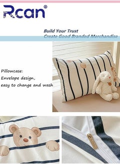 Rcan 3 Piece School Season Duvet Cover Set College Style Cartoon Print  High Cotton Kids Bedding Quilt Cover Sheet Pillow Covers for Dormitory Single Bed Children's Bed for Boys Girls 150x200cm/ 59x78.7In  - Image 4