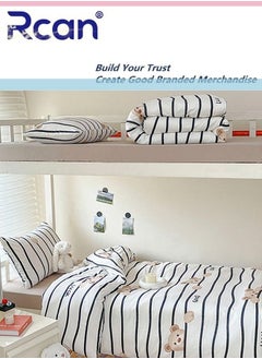 Rcan 3 Piece School Season Duvet Cover Set College Style Cartoon Print  High Cotton Kids Bedding Quilt Cover Sheet Pillow Covers for Dormitory Single Bed Children's Bed for Boys Girls 150x200cm/ 59x78.7In  - Image 2