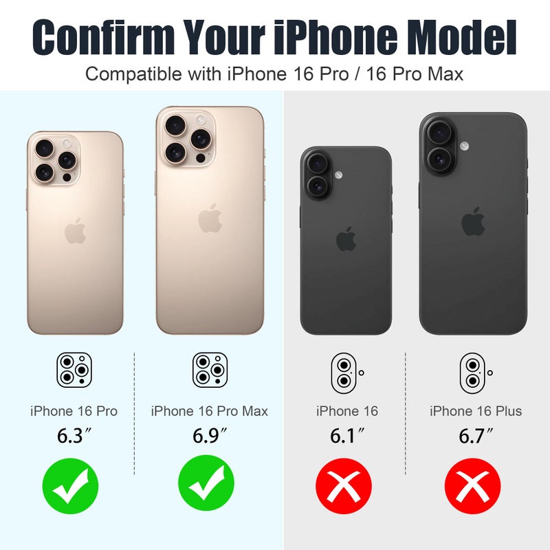 AGVEE 3+3 6 Pack for iPhone 16 Pro 6.3" / 16 Pro Max 6.9" Camera Lens Protector, Bling Diamond & Bling Glitter Metal Ring 9H Tempered HD Glass Camera Cover Film, Bling-Rose - Image 2