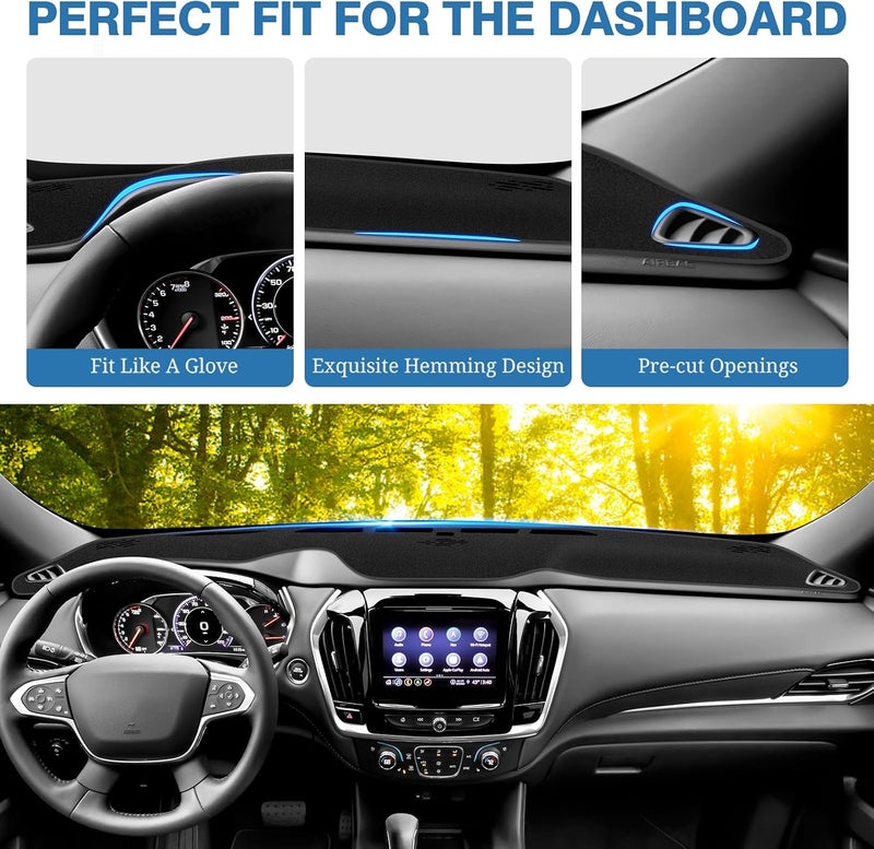 FIILINES Low wear optimized design Dash Cover Compatible with Chevrolet Traverse 2018–2023 Dashboard Mat Cover Sunshade Nonslip Mesh Protector No Glare Ergonomic build - Image 4