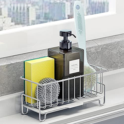 MINGFANITY Kitchen Countertop Sponge Holder, SUS 304 Stainless Steel Dish SoapOrganizer, Basket for Cleaning and Scrub Tool, Kitchen Sink Brush Caddy Holder - Image 1
