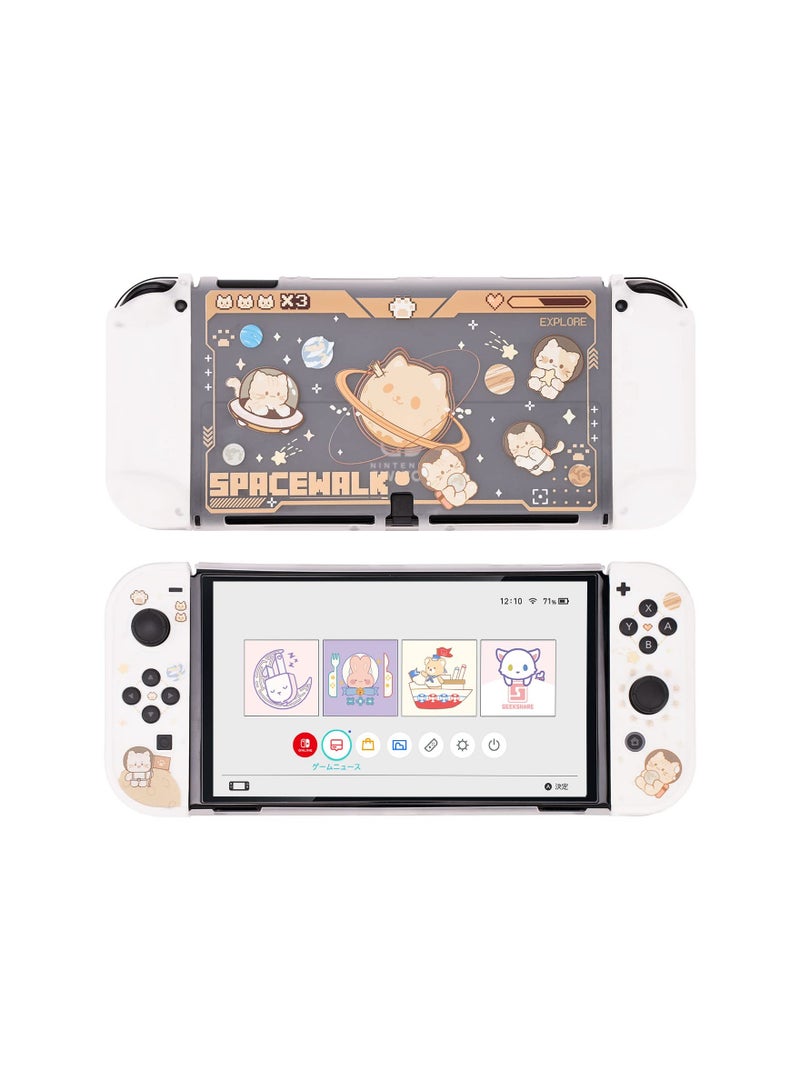 High-Protection Slim Case with Shock Absorption for Nintendo Switch OLED, Durable Slim Fit Protective Case Anti-Scratch Shockproof Cover Ultra-Thin Case for Nintendo Accessories——Space Cat - Image 1