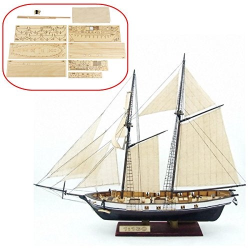 HAPYLY 1/130 Scale DIY Hobby Wooden Ship Science Equipmen Assembly Model Boat Kits Sailing Boat Kit Decor Toy Gift - Image 1