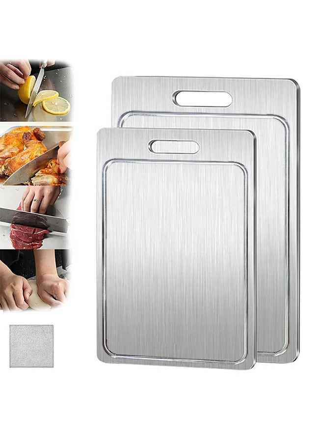 XiuWoo 2 Pcs Cutting Boards for Kitchen, Cutting Board Stainless Steel Cutting Board Premium Double-Sided Chopping Boards for Dishwasher Meat Fruit and Vegetable, 29*20 +39*28 - Image 1
