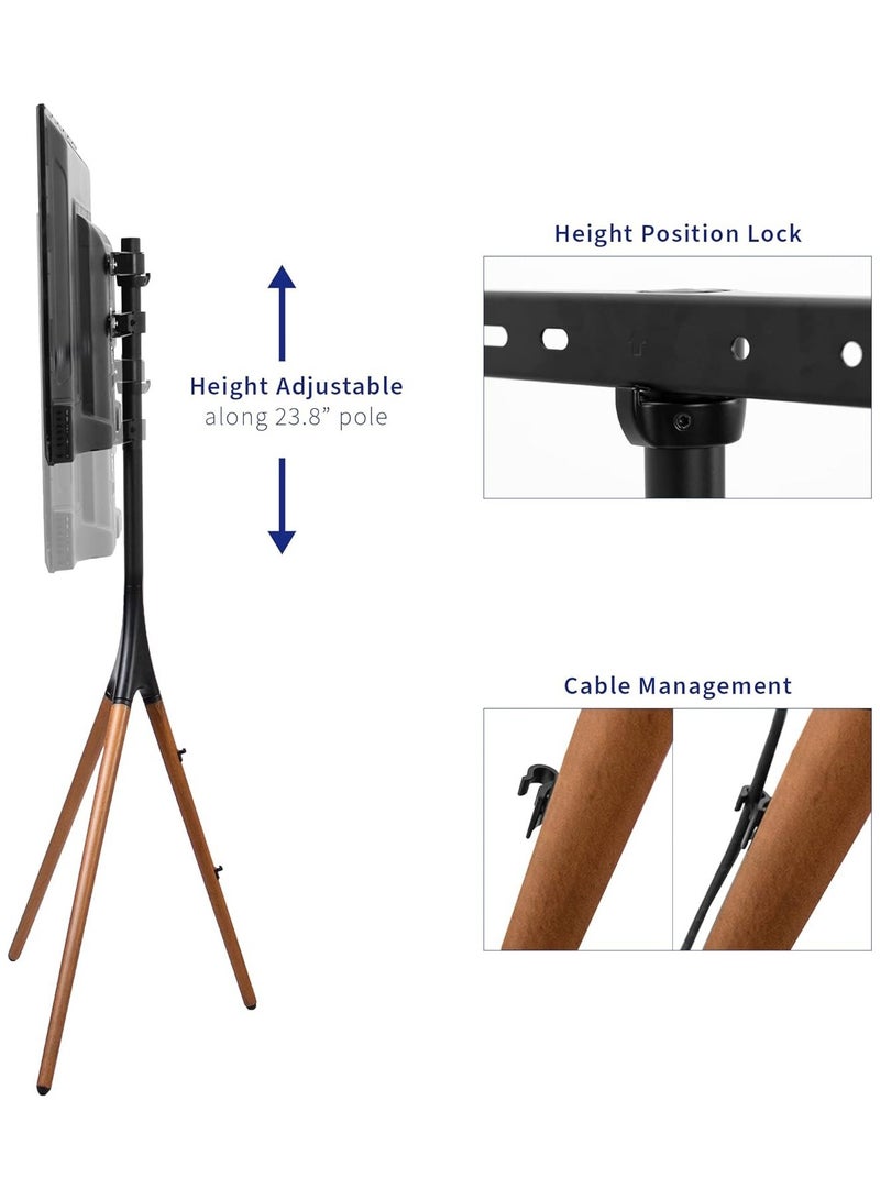 تشولوفز حامل تلفزيون أرضي حامل تلفزيون ثلاثي القوائم من 32 بوصة إلى 70 بوصة، ارتفاع قابل للتعديل، حامل تلفزيون أرضي للمدرسة/المنزل/الشقة، منظر طبيعي جميل - Image 4