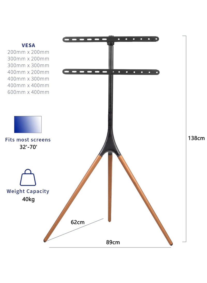 تشولوفز حامل تلفزيون أرضي حامل تلفزيون ثلاثي القوائم من 32 بوصة إلى 70 بوصة، ارتفاع قابل للتعديل، حامل تلفزيون أرضي للمدرسة/المنزل/الشقة، منظر طبيعي جميل - Image 3