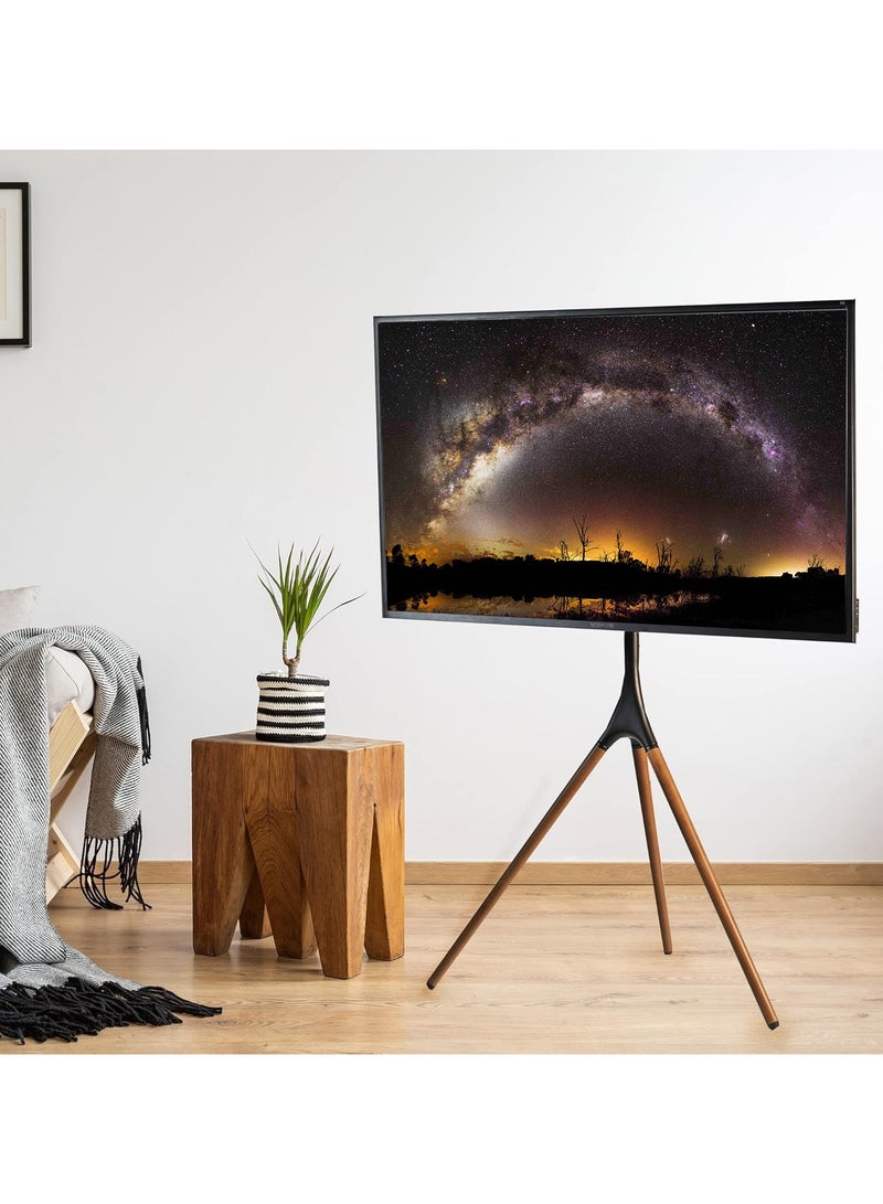 تشولوفز حامل تلفزيون أرضي حامل تلفزيون ثلاثي القوائم من 32 بوصة إلى 70 بوصة، ارتفاع قابل للتعديل، حامل تلفزيون أرضي للمدرسة/المنزل/الشقة، منظر طبيعي جميل - Image 2