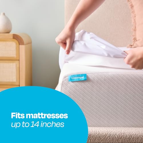 Linenspa 5-Sided Waterproof Mattress Protector – Breathable, Fitted Sheet Style, Machine Washable – Twin Size Mattress Protector, White - Image 4