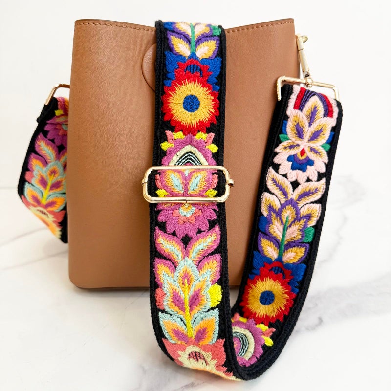 TCOMVEZ Embroidery Flower Purse Strap Replacement Crossbody for Handbags Women Guitar Strap 2 inch Wide Adjustable Bag Straps - Image 2