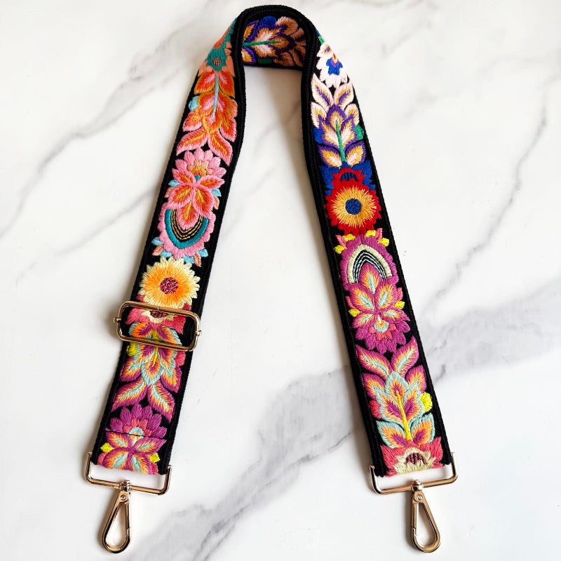 TCOMVEZ Embroidery Flower Purse Strap Replacement Crossbody for Handbags Women Guitar Strap 2 inch Wide Adjustable Bag Straps - Image 3